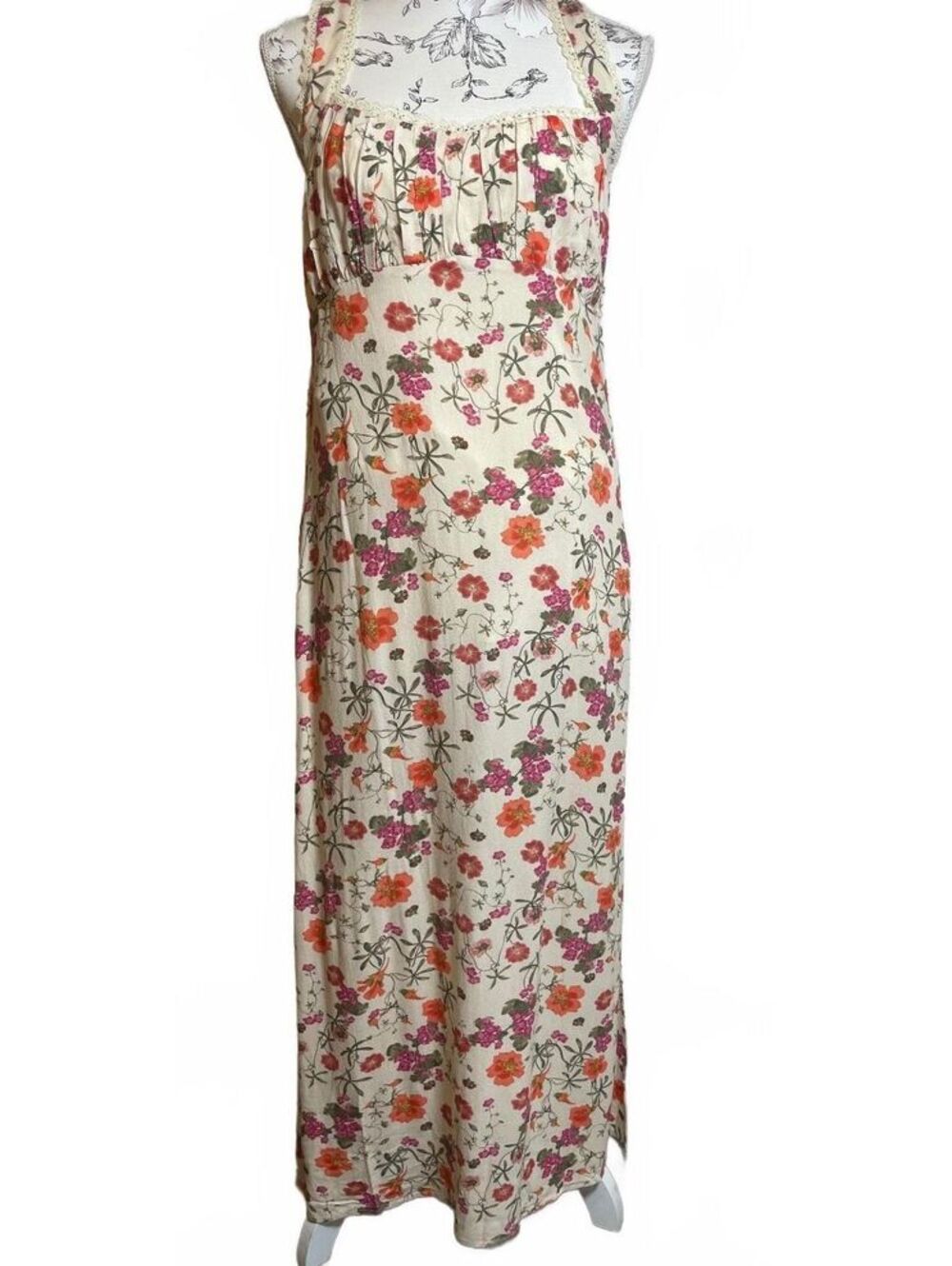 Band Of The Free Flowy Floral Maxi Dress BOHO Cottage NWT